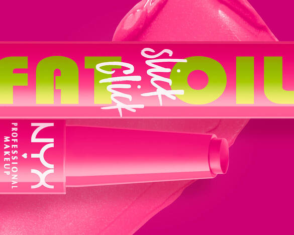 NYX Professional Makeup Fat Oil Slick Click in shade [shade] on a pink background matching the product swatch color.