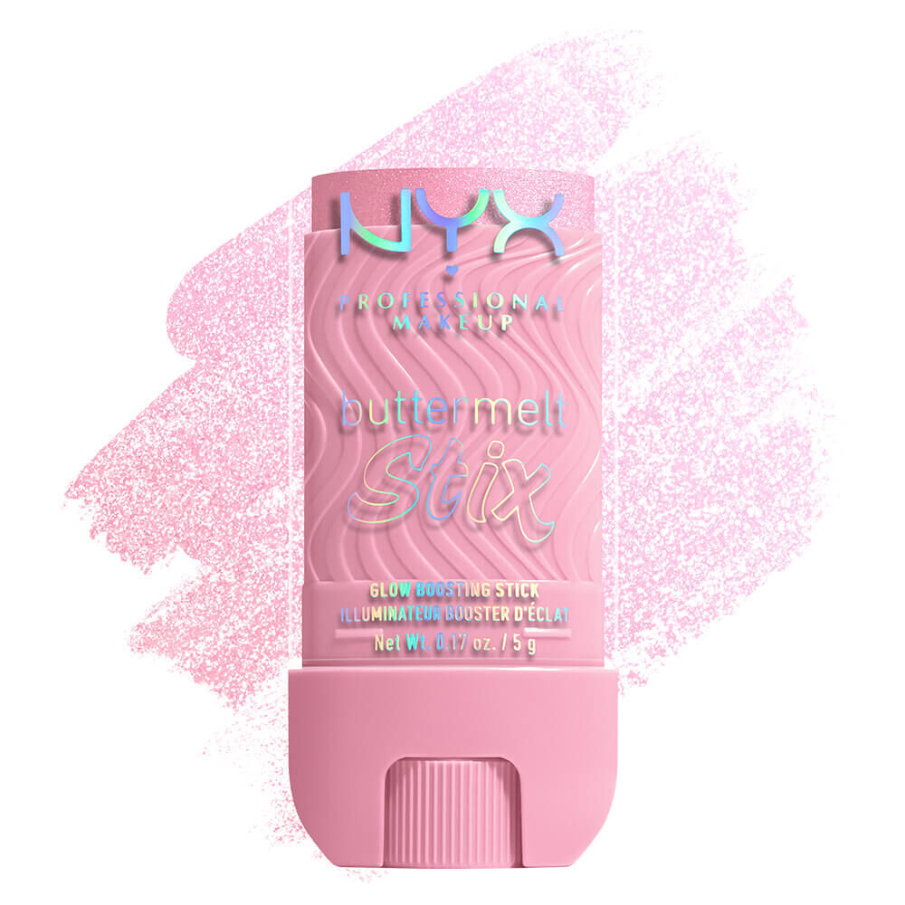 Buttermelt Stix packshot solider show on top of product swatch in shade 04 My Melt Era