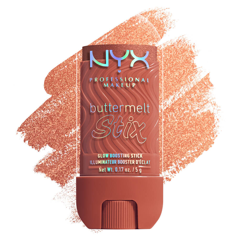 Buttermelt Stix packshot solider show on top of product swatch in shade 13 Left On Melt
