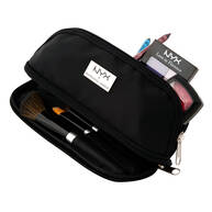 Black Small Double Zipper Τσάντα Μακιγιάζ